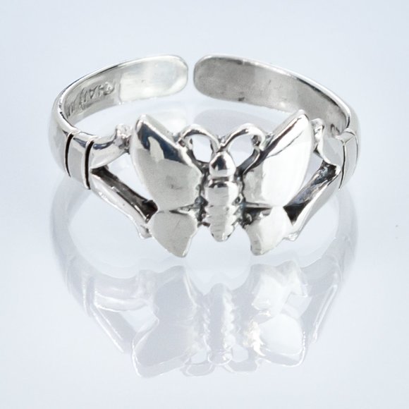 Vintage .950 Sterling Silver Butterfly Cuff Band Ring